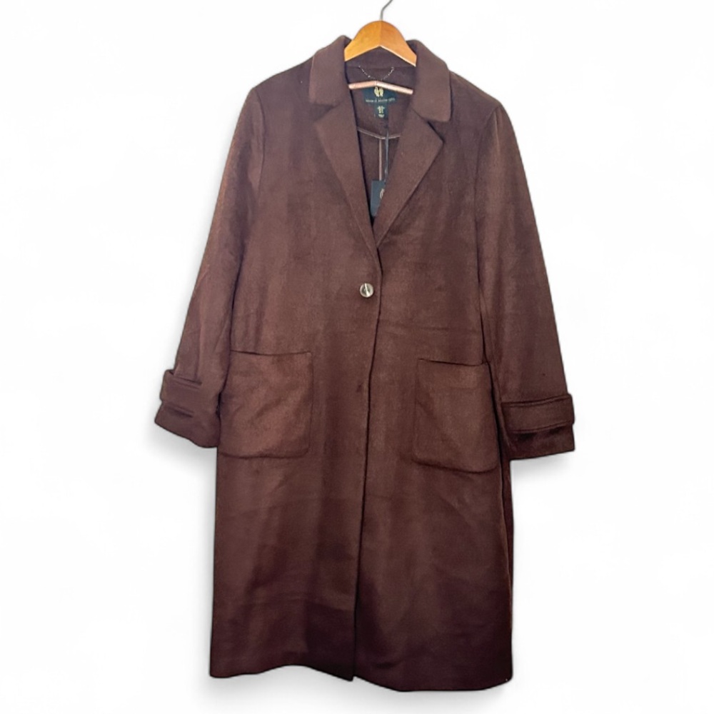NWT House of Harlow 1960 Brown Elegant Wool Blend Trench Coat Size XL - Picture 2 of 7